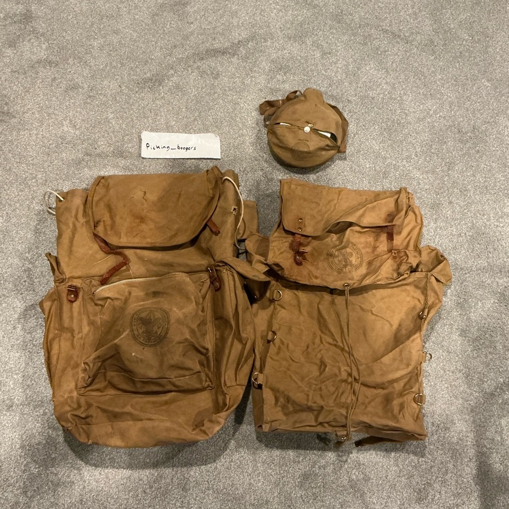 Vintage Boy Scouts Hiking, Canvas Backpack, And Cooking Set for‎ Outdoor Camping